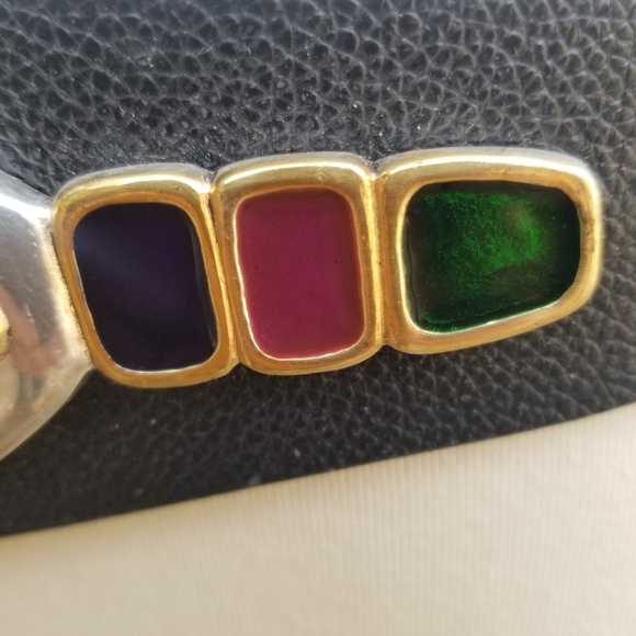 Vintage Chico's Adjustable Rhinestones Leather Wide Hook Belt - Picture 6 of 10